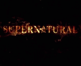 Supernatural, Season 2 title card. Fiery letters with a pentagram replacing the letter "A"